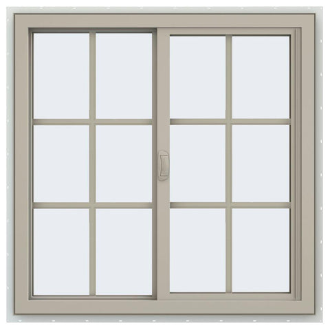 36x36 35.5x35.5 Vinyl Window Sliding With Colonial Grids Grilles
