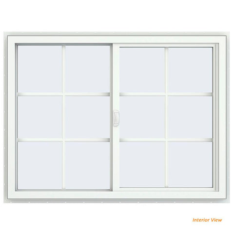 46x46 45x45 White Aluminium / Vinyl / uPVC Sliding Window With Colonial Grids Grilles