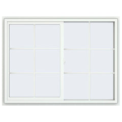 48x 36 47.5x35.5 White Vinyl Sliding Window With Colonial Grids Grilles