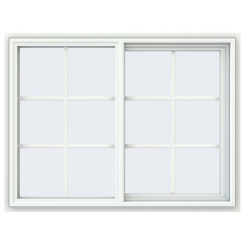 46x46 45x45 White Aluminium / Vinyl / uPVC Sliding Window With Colonial Grids Grilles