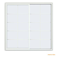 60x60 59.5x59.5 White Vinyl Sliding Window With Colonial Grids Grilles