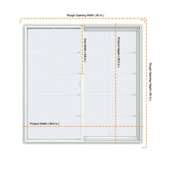 60x60 59.5x59.5 White Vinyl Sliding Window With Colonial Grids Grilles