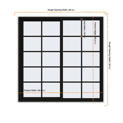 59.5x59.5 60x60 Black Vinyl Sliding Window With Colonial Grids Grilles