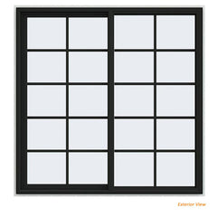 60x60 Vinyl UPVC Sliding Window White Interior Black Exterior With Colonial Grids Grilles