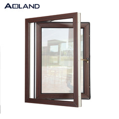 Aluminium wooden color top arched casement windows good quality with tempered glass on China WDMA