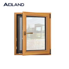 Aluminium wooden color top arched casement windows good quality with tempered glass on China WDMA