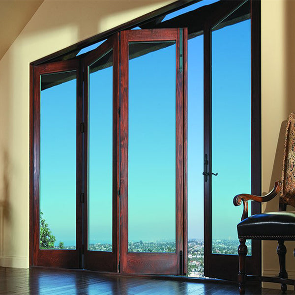 Aluminum glass panel accordion bifold folding door with built-in blinds on China WDMA