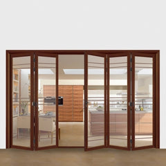 Aluminum glass panel accordion bifold folding door with built-in blinds on China WDMA