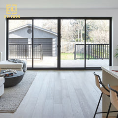 Aluminum windows and sliding doors living room patio 3 panel black color aluminium double temper low e glass sliding door on China WDMA