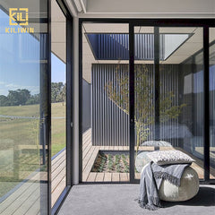 Aluminum windows and sliding doors living room patio 3 panel black color aluminium double temper low e glass sliding door on China WDMA