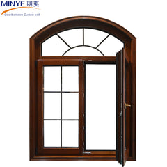 America style 10 years warranty wooden color aluminum frame casement windows with cheap price on China WDMA