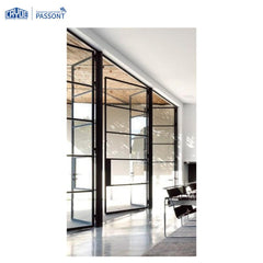 Black color slim aluminum frame customized steel doors casement on China WDMA