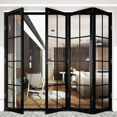 Double glazing bi fold door Accordion aluminum glass patio exterior bifold door on China WDMA