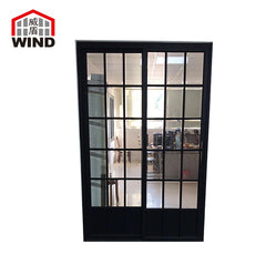 French style horizontal narrow frame customized color double glass sliding aluminium windows and doors with grill design on China WDMA