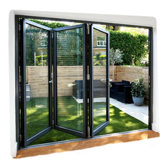 Aluminum Glass Exterior French Glass Doors Design Black Double Entry Storm Accordion Multi Folding Door