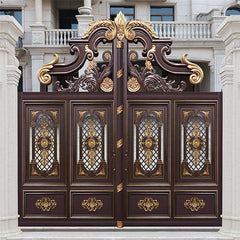 Latest Design Courtyard Aluminium Art Flower Fencing Folding Expandable Driveway Arm House Grill Door Aluminum Gate Manufacturer