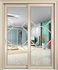 interior french door wooden grain glass sliding doors aluminium frame decorative balcony door on China WDMA