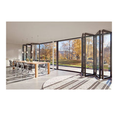 Aluminum  Profile Wooden Color Powder Coated Door aluminum bi folding door