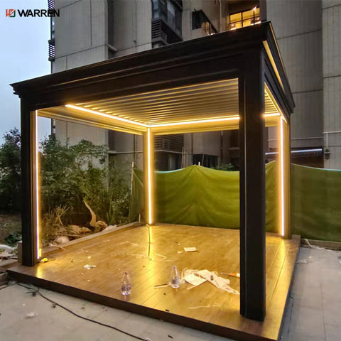 Warren aluminium louvered bioclimatic glass external electric pergola