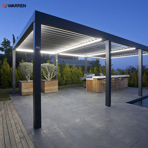 Warren smart shades motorized pergola sundancier retractable motorized pergola