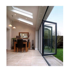 Aluminum Glass Exterior French Glass Doors Design Black Double Entry Storm Accordion Multi Folding Door