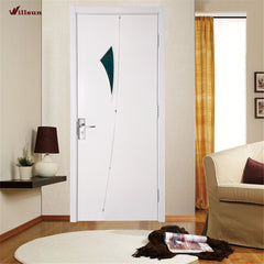 Lowes exterior wooden door French style white color with half moon glass design on China WDMA