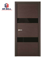 Simple Decorative Door Design Wooden Veneer Mdf with Glass Internal Single Swing Open Style Interior Doors on China WDMA