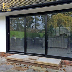 Uganda villa entrance interior house window and door pvdf black aluminum bullet proof 4 panel sliding glass patio doors on China WDMA