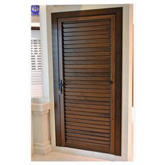 Wooden color size customized aluminium louvre door on China WDMA