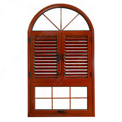 aluminum wooden color built-in windows with shutters on China WDMA