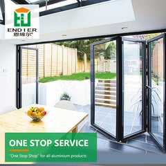 foshan black industry style security cost of aluminium accordion doors and windows aluminum frame tempered glass bifold window on China WDMA