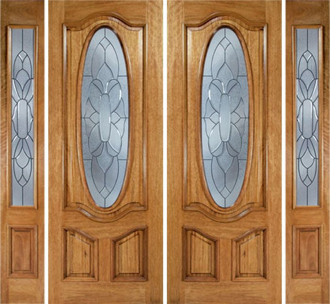 WDMA 100x96 Door (8ft4in by 8ft) Exterior Mahogany La Jolla Double Door/2side w/ BO Glass - 8ft Tall 1