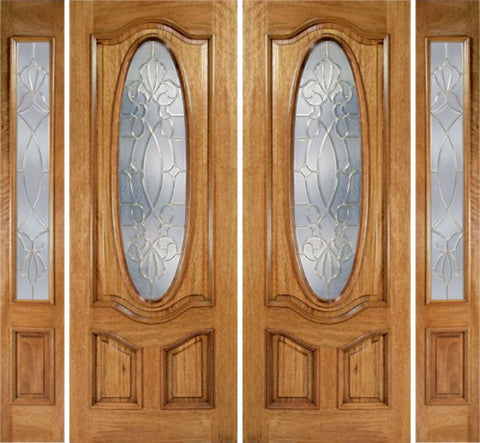 WDMA 100x96 Door (8ft4in by 8ft) Exterior Mahogany La Jolla Double Door/2side w/ CO Glass - 8ft Tall 1