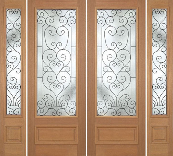 WDMA 100x96 Door (8ft4in by 8ft) Exterior Mahogany Roma Double Door/2side w/ SM Glass - 8ft Tall 1