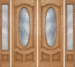 WDMA 100x96 Door (8ft4in by 8ft) Exterior Oak Dally Double Door/2side w/ A Glass - 8ft Tall 1