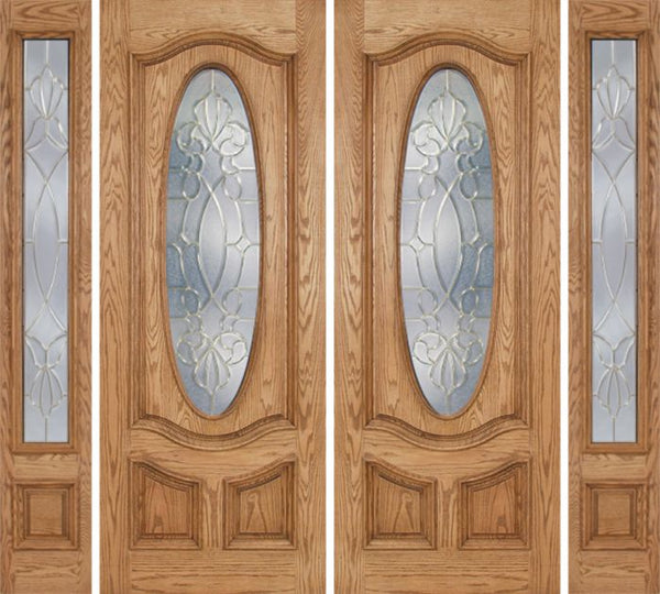 WDMA 100x96 Door (8ft4in by 8ft) Exterior Oak Dally Double Door/2side w/ CO Glass - 8ft Tall 1