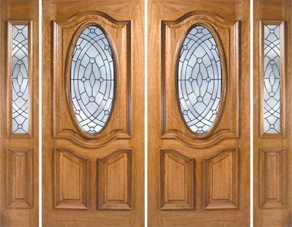 WDMA 108x80 Door (9ft by 6ft8in) Exterior Mahogany La Jolla Double Door/2side w/ EE Glass 1
