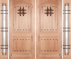 WDMA 108x80 Door (9ft by 6ft8in) Exterior Walnut Rustica Double Door/2side Clear Glass and Cage with Speakeasy 1