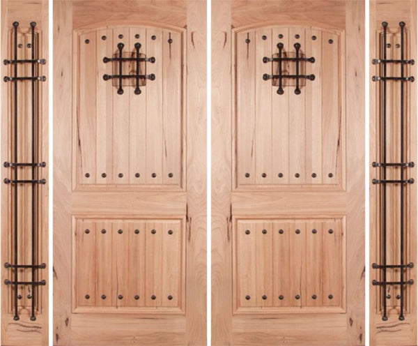 WDMA 108x80 Door (9ft by 6ft8in) Exterior Walnut Rustica Double Door/2side with Speakeasy 1