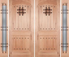 WDMA 108x80 Door (9ft by 6ft8in) Exterior Walnut Rustica Double Door/2side Reed Glass and Cage with Speakeasy 1