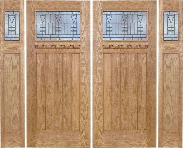 WDMA 108x80 Door (9ft by 6ft8in) Exterior Oak Biltmore Double Door/2side w/ B Glass 1