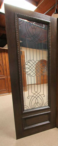 WDMA 108x84 Door (9ft by 7ft) Exterior Mahogany Double Door Two Sidelights Scrollwork Ironwork Glass 5