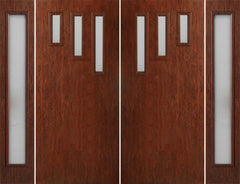 WDMA 112x80 Door (9ft4in by 6ft8in) Exterior Cherry Contemporary Modern 3 Lite Double Entry Door Sidelights FC532 1