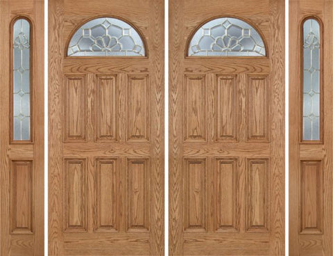 WDMA 112x80 Door (9ft4in by 6ft8in) Exterior Oak Merritt Double Door/2side w/ A Glass 1
