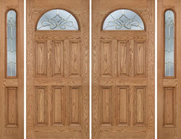 WDMA 112x80 Door (9ft4in by 6ft8in) Exterior Oak Merritt Double Door/2side w/ BO Glass 1