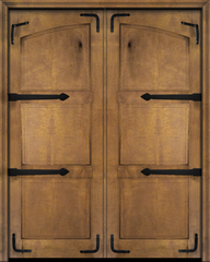 WDMA 120x80 Door (10ft by 6ft8in) Interior Swing Mahogany Arch Top 2 Panel Rustic-Old World Home Style Exterior or Double Door with Corner Straps / Straps 2