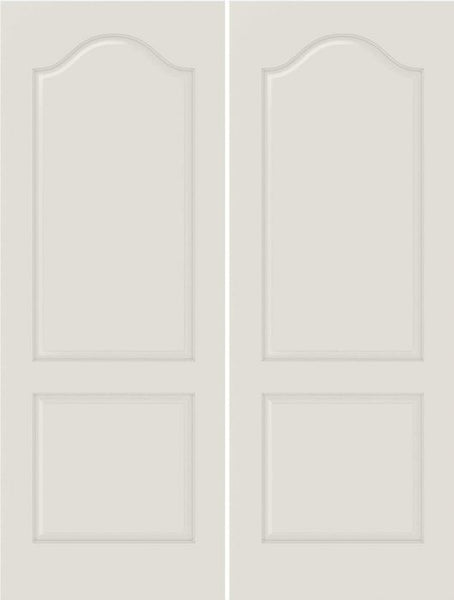 WDMA 20x80 Door (1ft8in by 6ft8in) Interior Barn Smooth 2050 MDF 2 Panel Arch Panel Double Door 1
