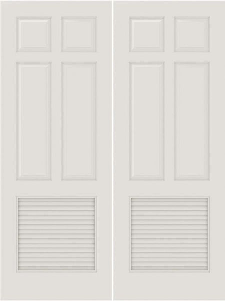 WDMA 20x80 Door (1ft8in by 6ft8in) Interior Barn Smooth SL-6010-PNL-LVR 5 Panel Vented Louver Double Door 1