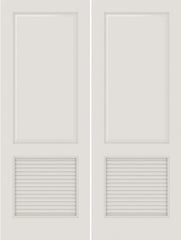 WDMA 20x80 Door (1ft8in by 6ft8in) Interior Swing Smooth SL-2010-PNL-LVR MDF 2 Panel Vented Louver Double Door 1