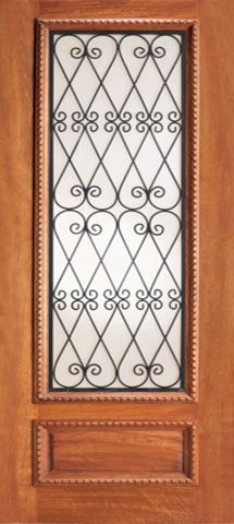 WDMA 24x84 Door (2ft by 7ft) Exterior Mahogany Decorative Iron Scrollwork Glass Single Door  1